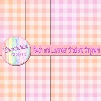 Free peach and lavender gradient gingham digital papers