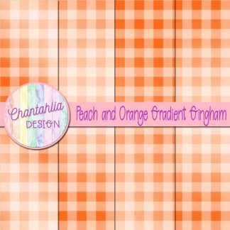 Free peach and orange gradient gingham digital papers