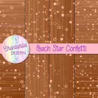 Free peach star confetti digital papers