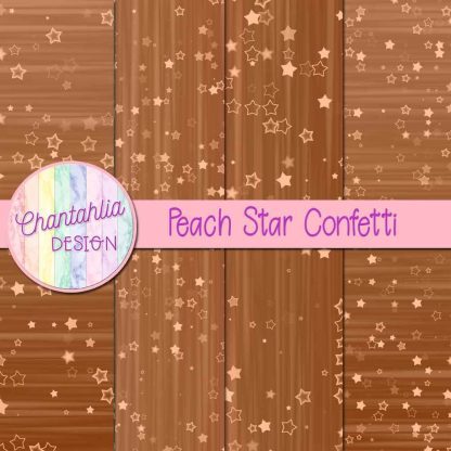 Free peach star confetti digital papers