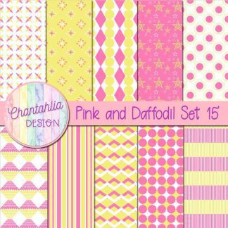 Free pink and daffodil digital papers set 15
