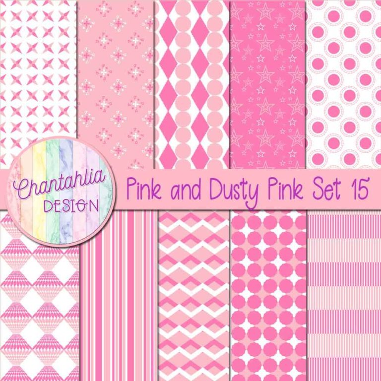 Free Pink and Dusty Free Pink Digital Papers with Patterned Designs