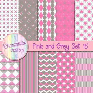 Free pink and grey digital papers set 15
