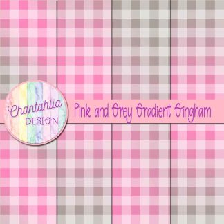 Free pink and grey gradient gingham digital papers