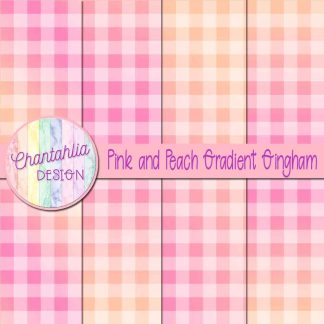 Free pink and peach gradient gingham digital papers