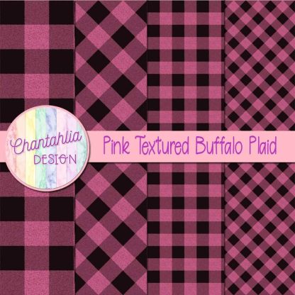 Free pink textured buffalo plaid digital papers