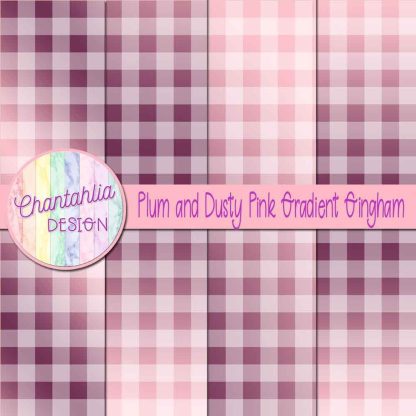 Free plum and dusty pink gradient gingham digital papers