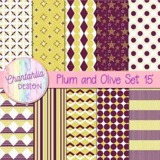 Free plum and olive digital papers set 15