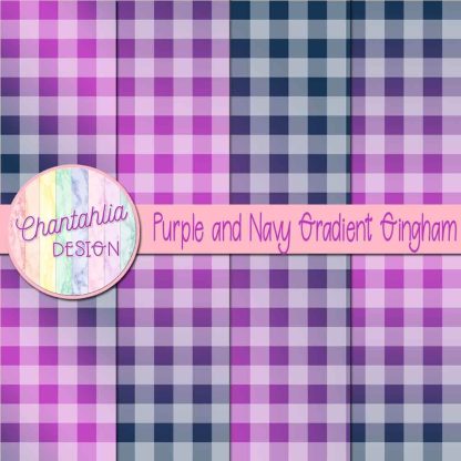 Free purple and navy gradient gingham digital papers