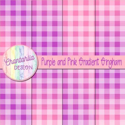 Free purple and pink gradient gingham digital papers