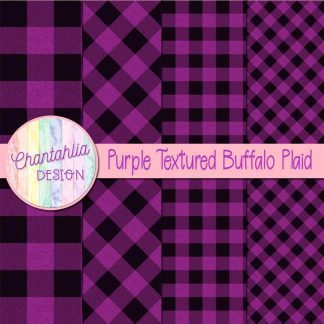 Free purple textured buffalo plaid digital papers