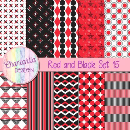 Free red and black digital papers set 15