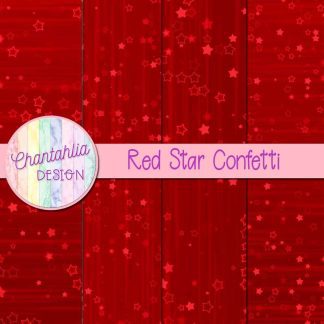 Free red star confetti digital papers