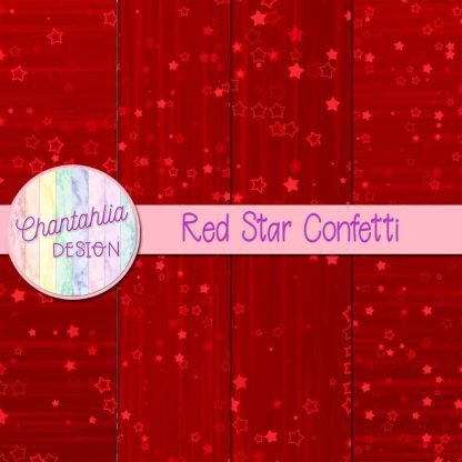 Free red star confetti digital papers