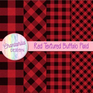 Free red textured buffalo plaid digital papers