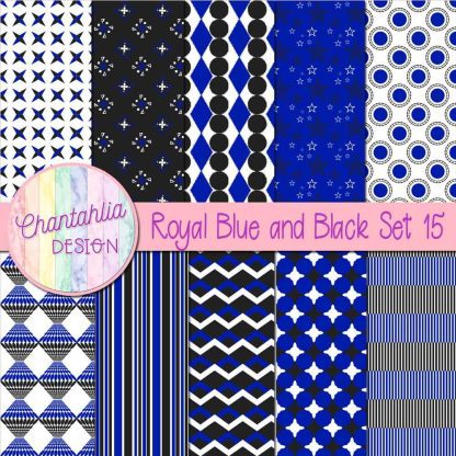 Free royal blue and black digital papers set 15