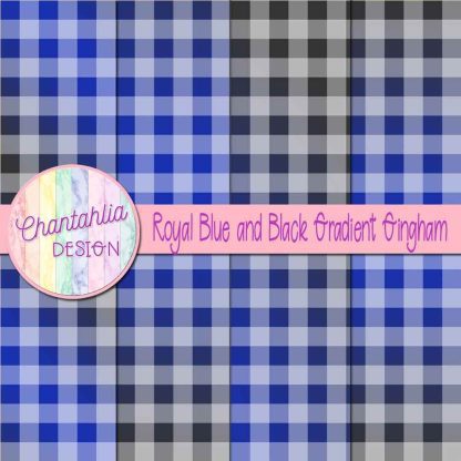 Free royal blue and black gradient gingham digital papers