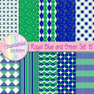 Free royal blue and green digital papers set 15
