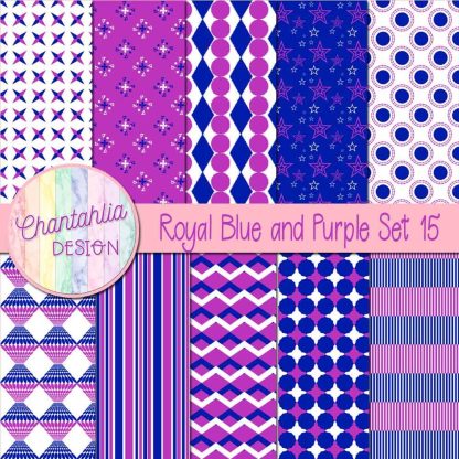 Free royal blue and purple digital papers set 15