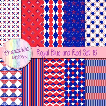 Free royal blue and red digital papers set 15