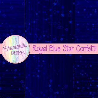 Free royal blue star confetti digital papers