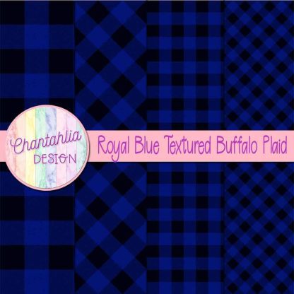 Free royal blue textured buffalo plaid digital papers