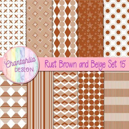 Free rust brown and beige digital papers set 15