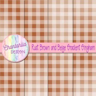 Free rust brown and beige gradient gingham digital papers