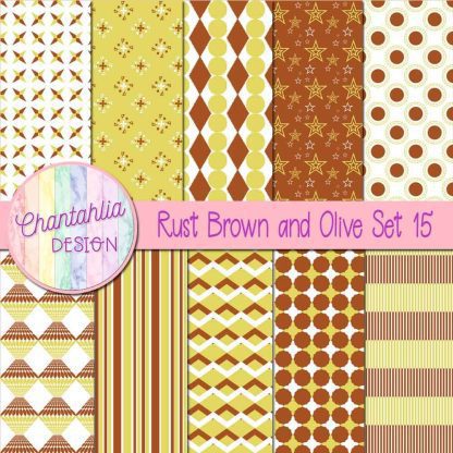 Free rust brown and olive digital papers set 15