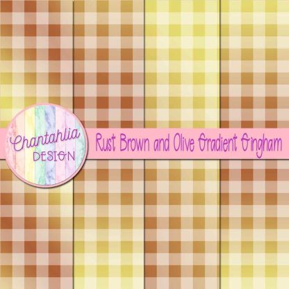 Free rust brown and olive gradient gingham digital papers