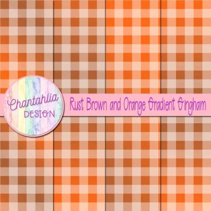Free rust brown and orange gradient gingham digital papers