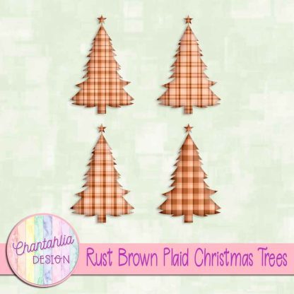 Free rust brown plaid christmas trees