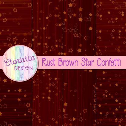 Free rust brown star confetti digital papers