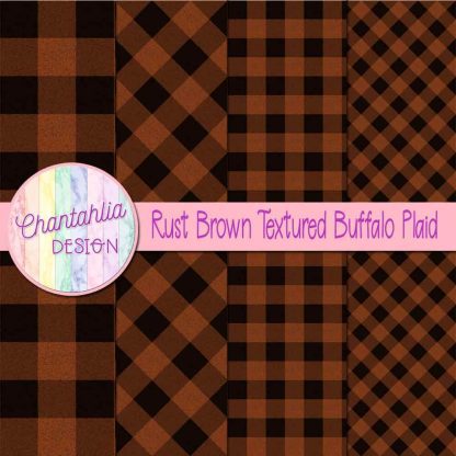 Free rust brown textured buffalo plaid digital papers