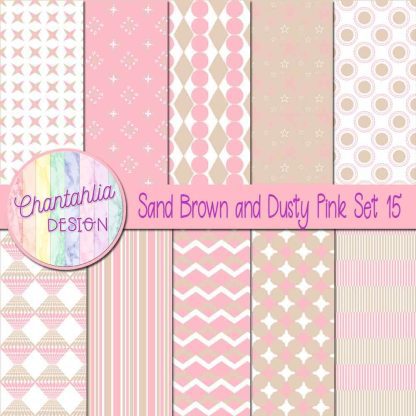 Free sand brown and dusty pink digital papers set 15