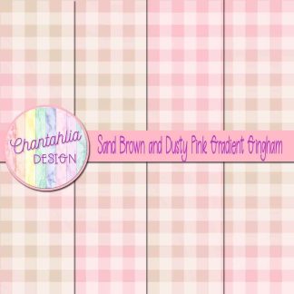 Free sand brown and dusty pink gradient gingham digital papers