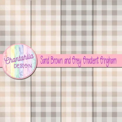 Free sand brown and grey gradient gingham digital papers