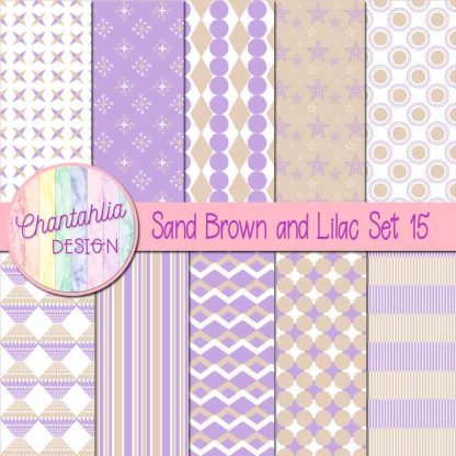 Free sand brown and lilac digital papers set 15