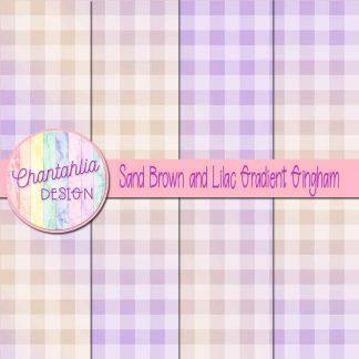 Free sand brown and lilac gradient gingham digital papers