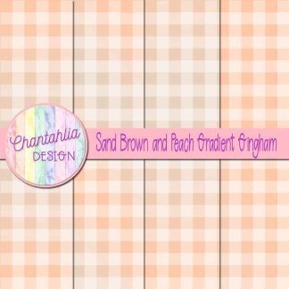 Free sand brown and peach gradient gingham digital papers