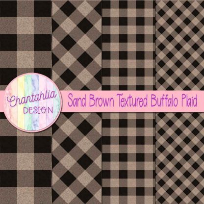 Free sand brown textured buffalo plaid digital papers