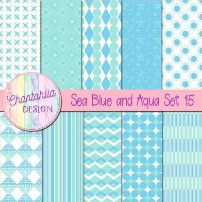 Free sea blue and aqua digital papers set 15