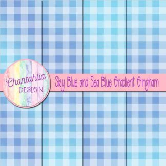 Free sky blue and sea blue gradient gingham digital papers