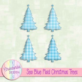 Free sea blue plaid christmas trees