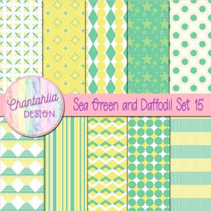 Free sea green and daffodil digital papers set 15