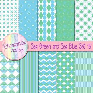 Free sea green and sea blue digital papers set 15