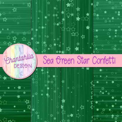 Free sea green star confetti digital papers