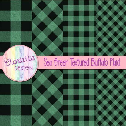 Free sea green textured buffalo plaid digital papers