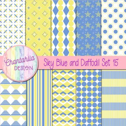 Free sky blue and daffodil digital papers set 15