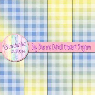 Free sky blue and daffodil gradient gingham digital papers